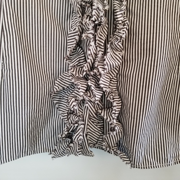 Tommy Hilfiger Striped Ruffled Tuxedo Shirt 20 Plus Button Blouse - Picture 5 of 15